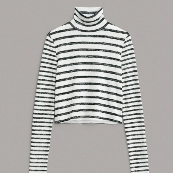 NWOT Rag & Bone Grey Knit Stripe Long Sleeve Turtleneck - Picture 2 of 6